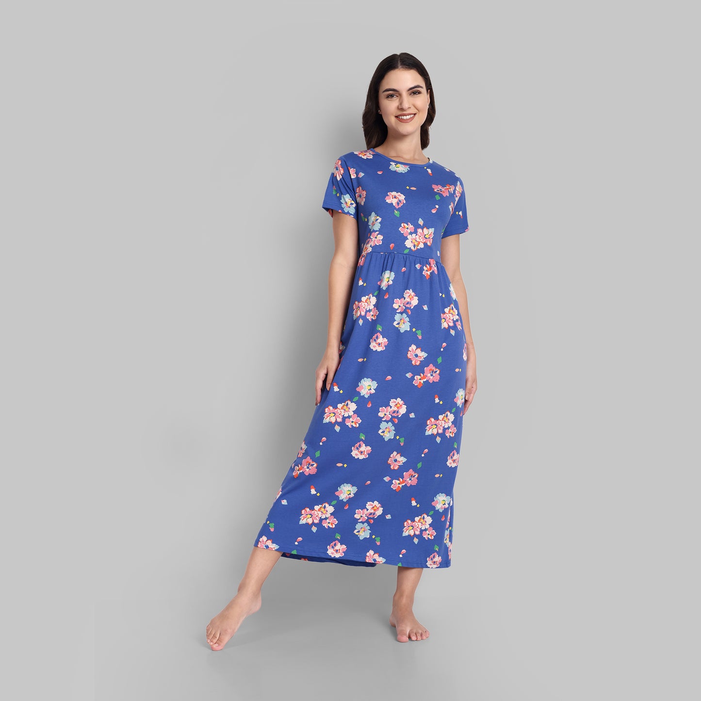 Night Wear - Non Feed Blue Floral Full Length