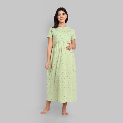 Night Wear - Feeding Mint Green Floral Full Length