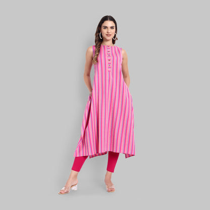 Kurti - Pink Stripe Box Cut