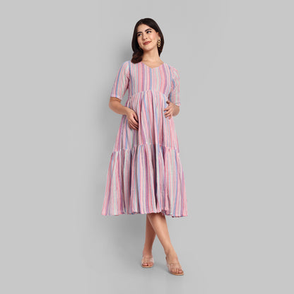 Maternity Dresses - M Stripes Light Pink