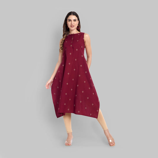 Kurti - Maroon Box Cut