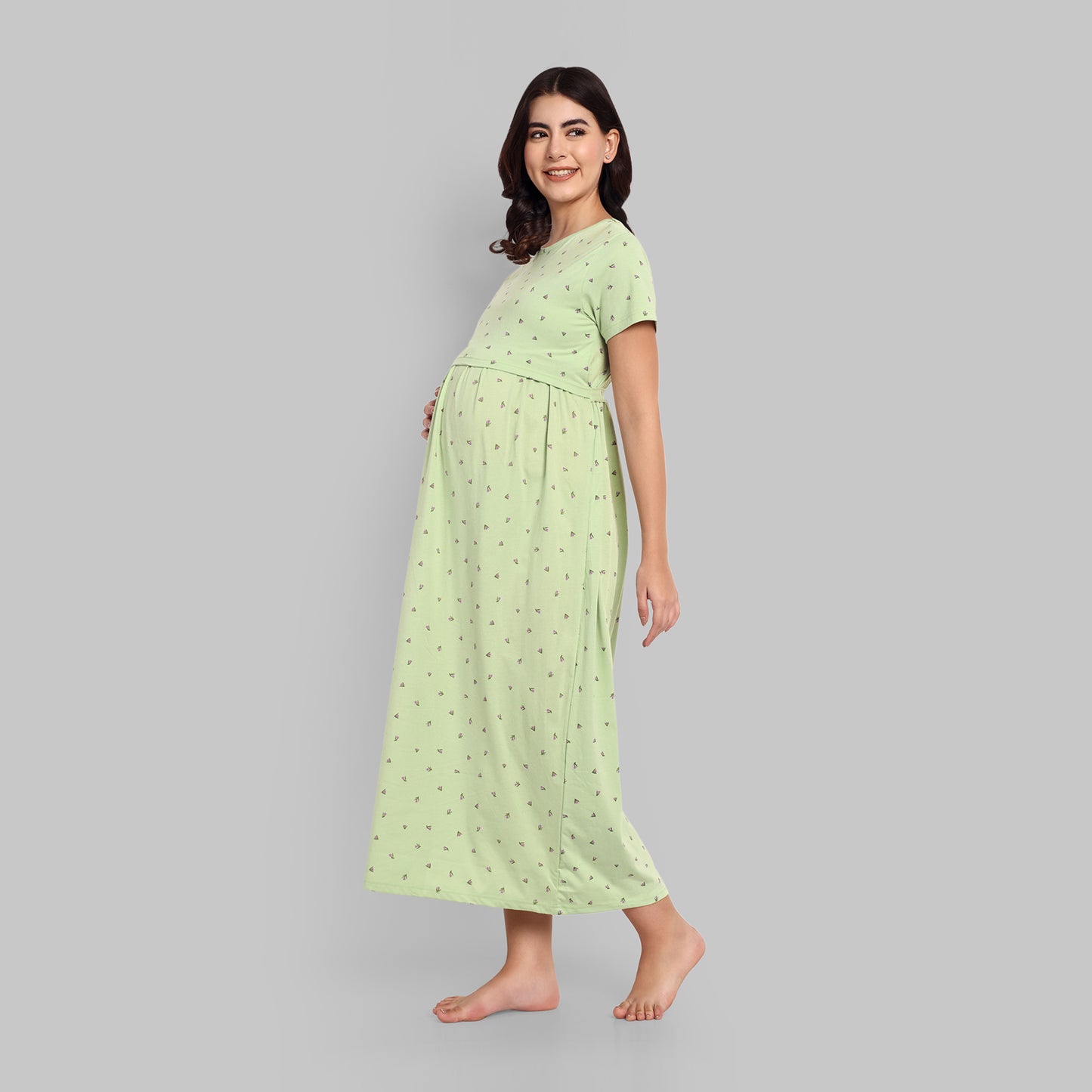 Night Wear - Feeding Mint Green Floral Full Length