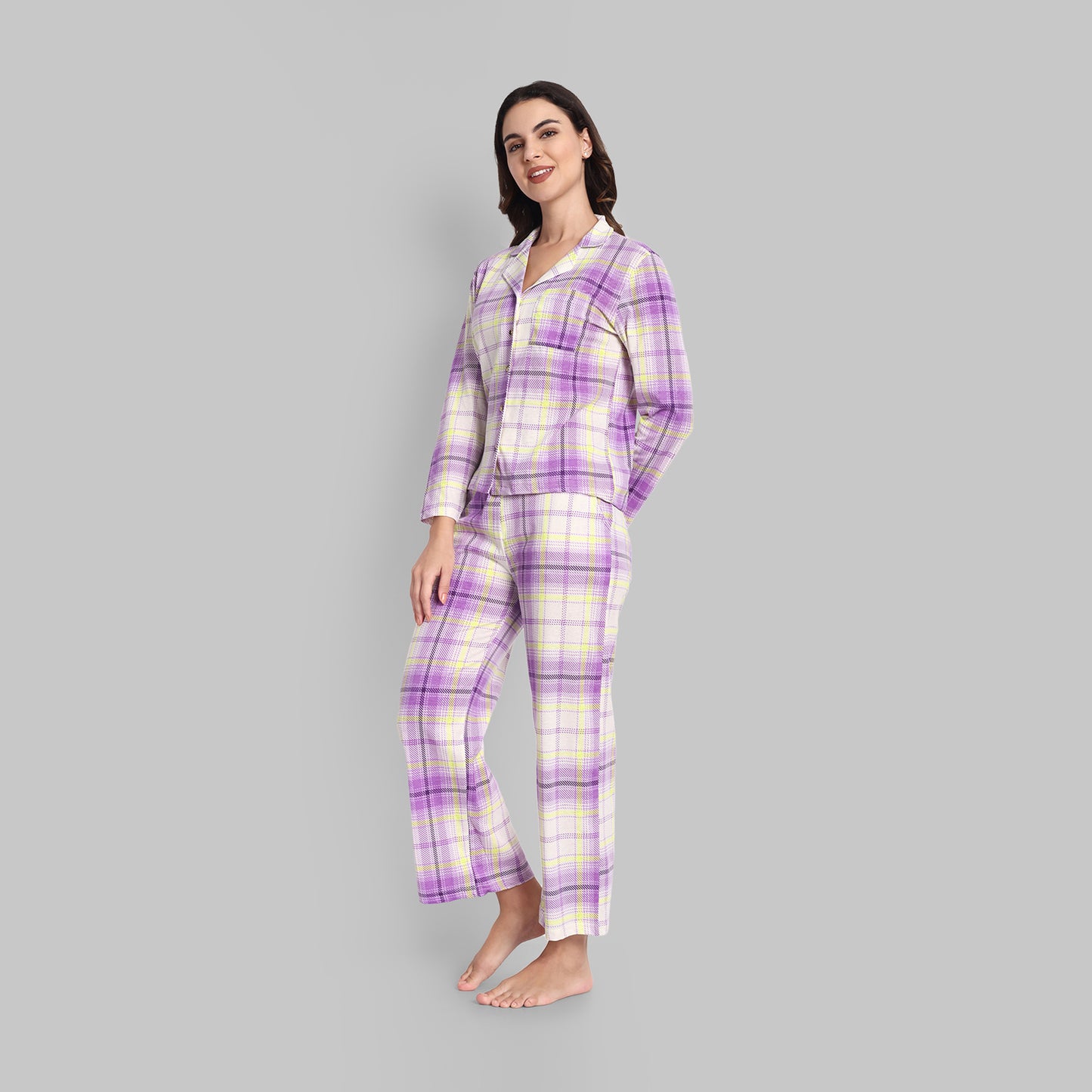 Lounge Wear - Pyjama Set Violet Plaid