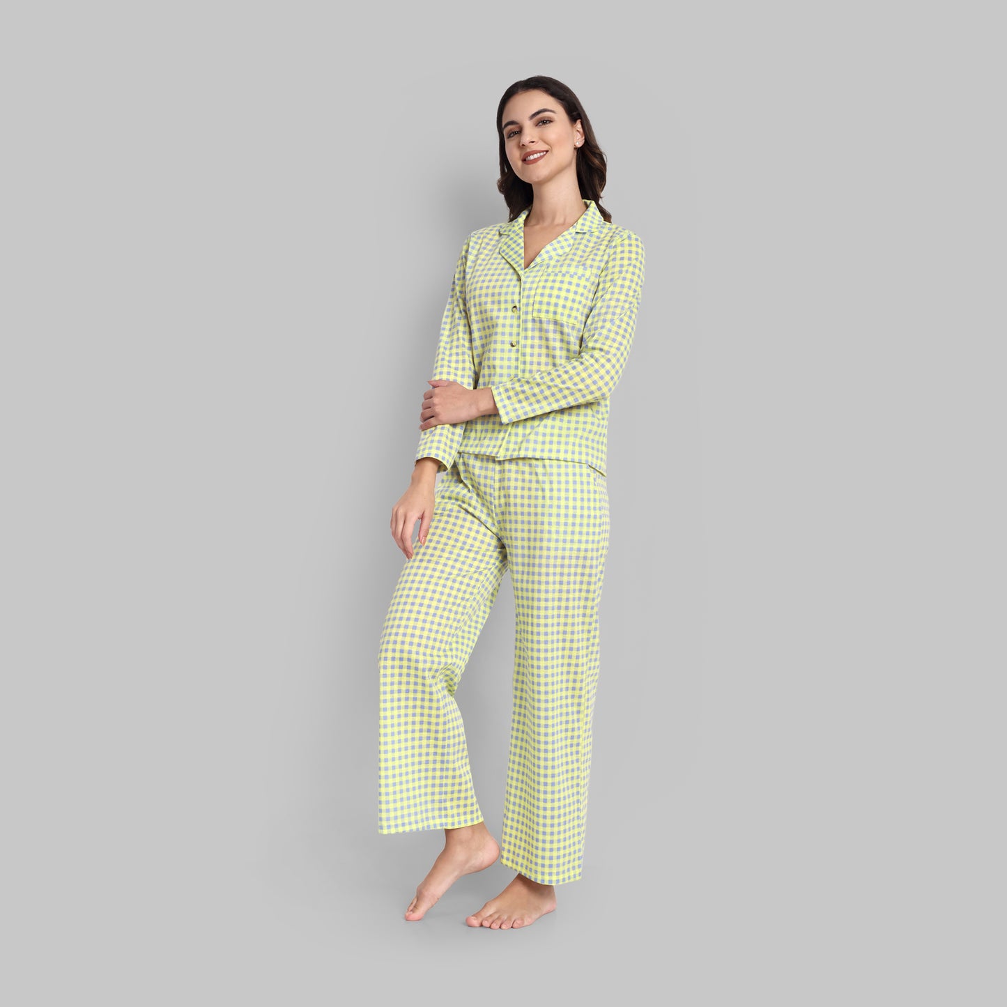 Lounge Wear - Pyjama Set Yellow Checks