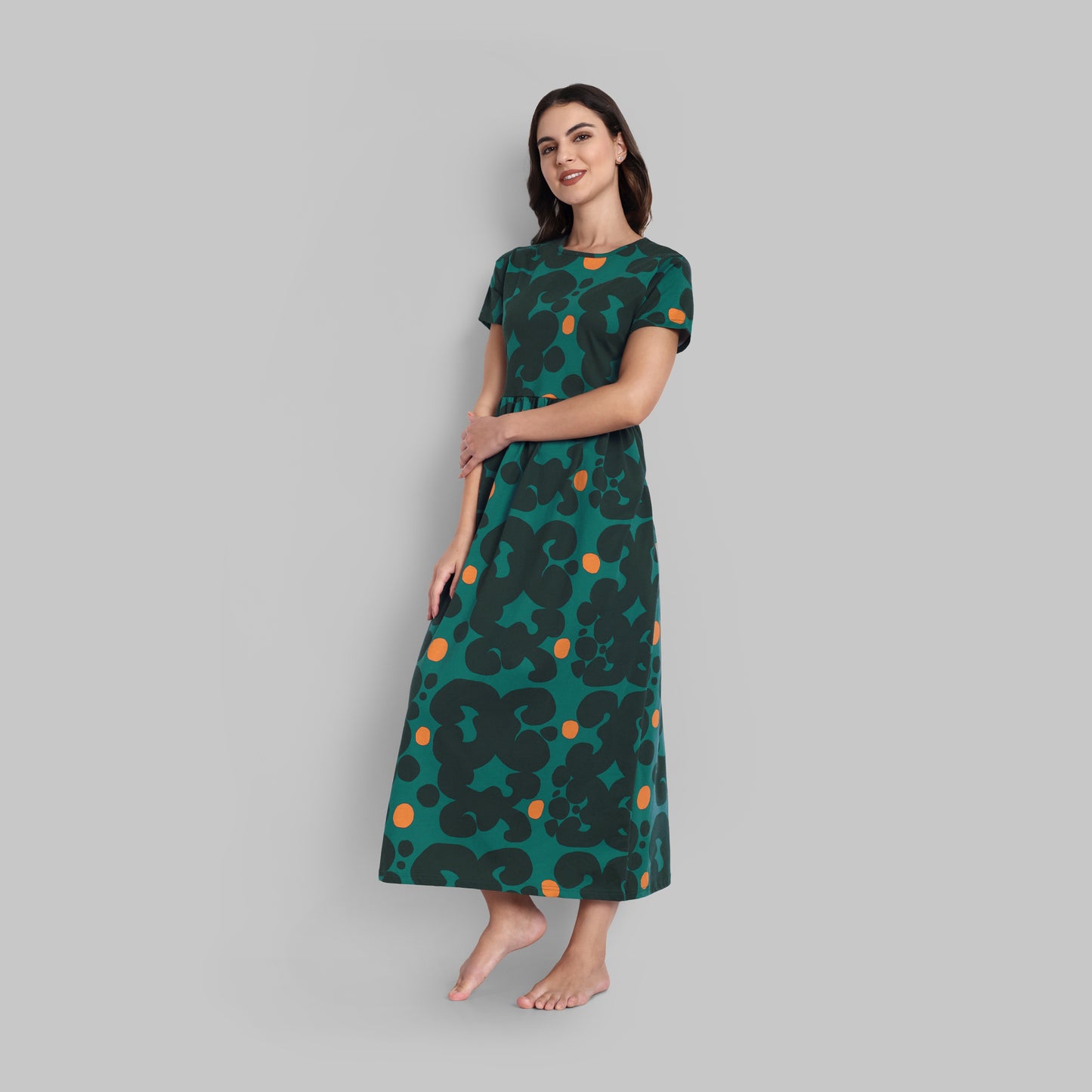 Night Wear - Non Feed Bottle Green Dots Full Length