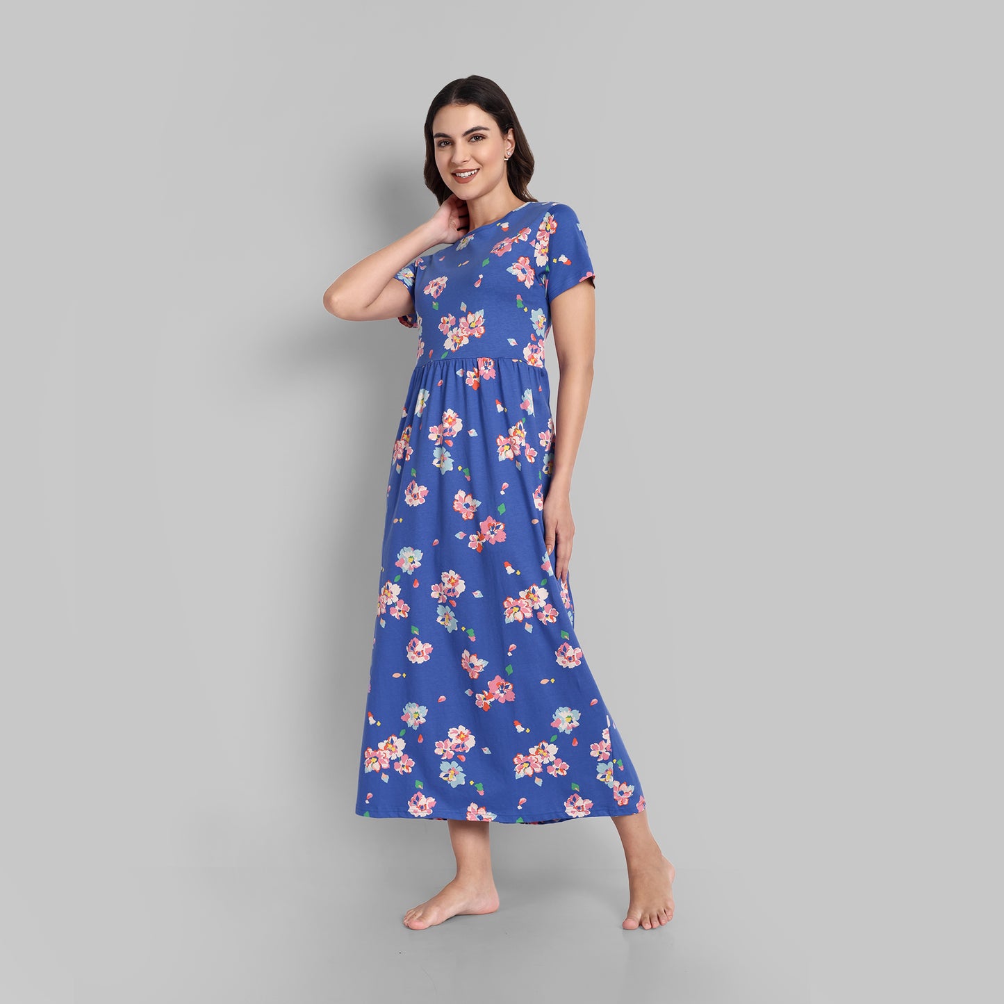 Night Wear - Non Feed Blue Floral Full Length