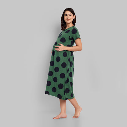 Polka Bottle Midi Maternity Feeding Nightwear