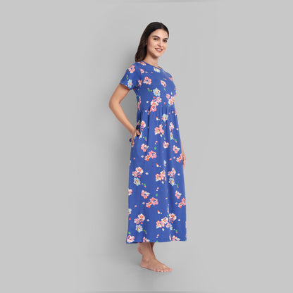 Night Wear - Non Feed Blue Floral Full Length