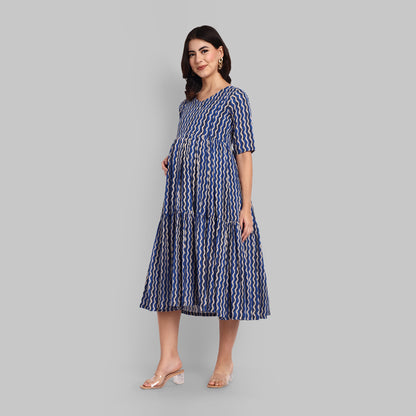 Maternity Dress - Charcoal gray Navy Crush