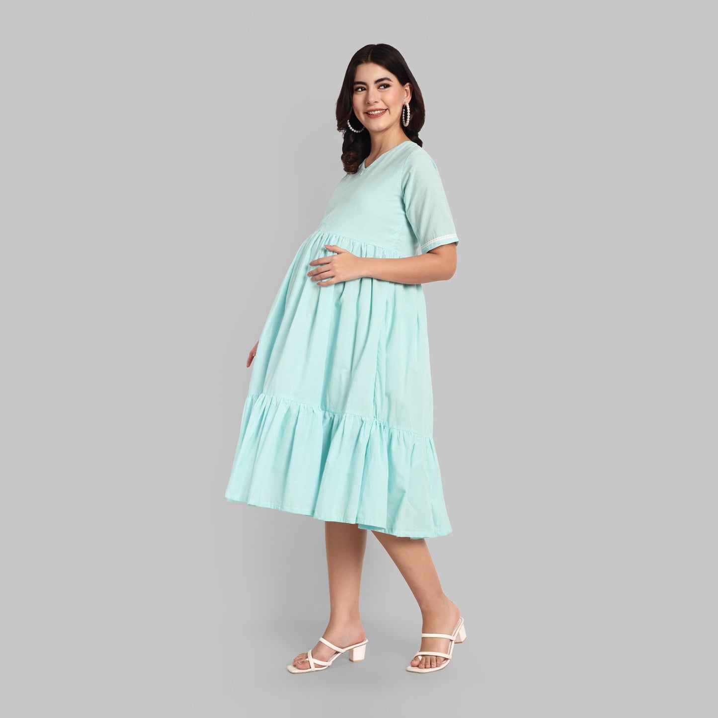 Blue Striped Maternity Dress