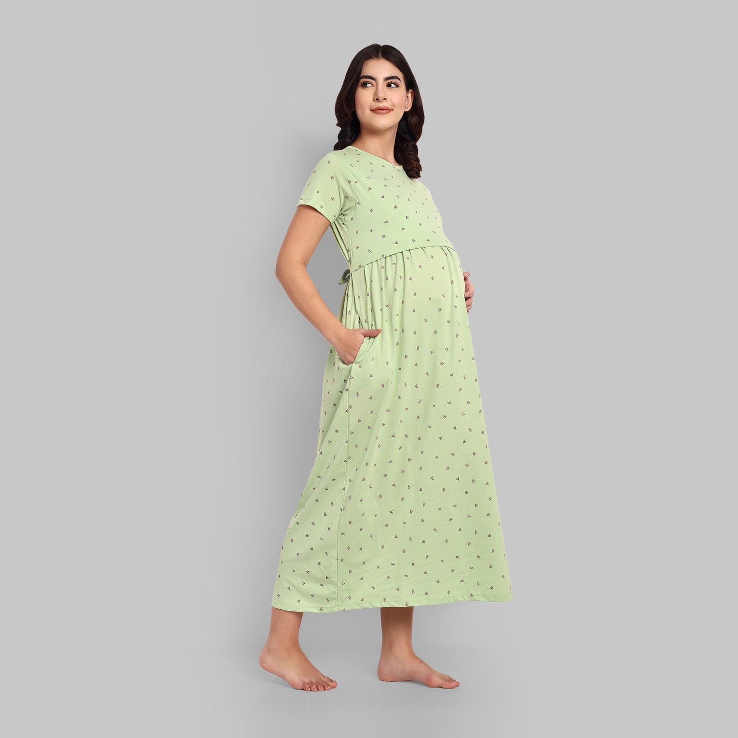 Night Wear - Feeding Mint Green Floral Full Length