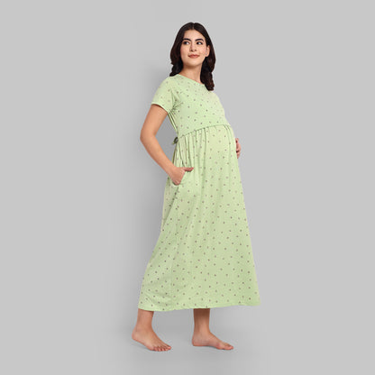 Night Wear - Feeding Mint Green Floral Full Length