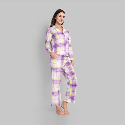 Lounge Wear - Pyjama Set Violet Plaid