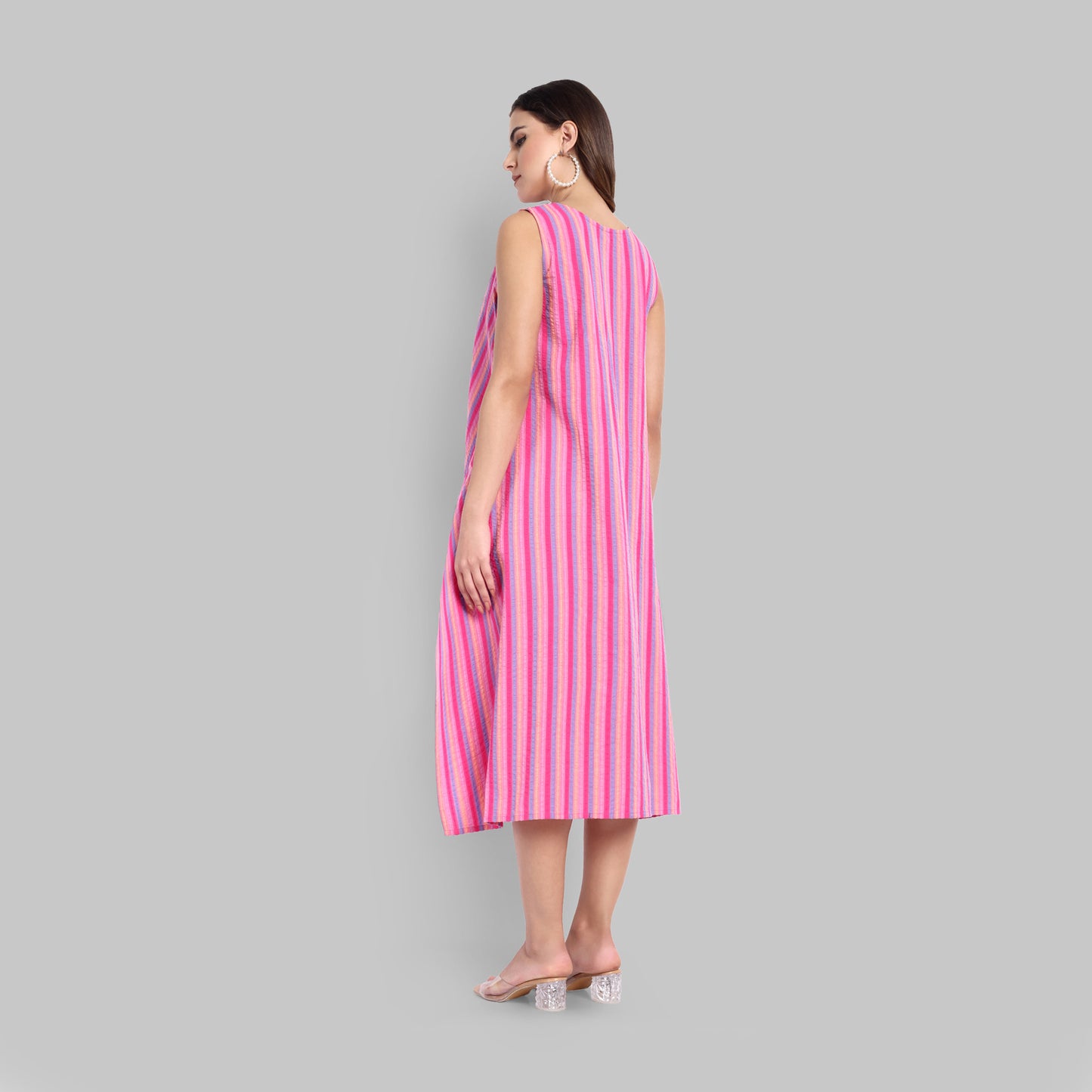 Kurti - Pink Stripe Box Cut