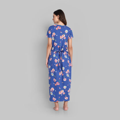 Night Wear - Non Feed Blue Floral Full Length