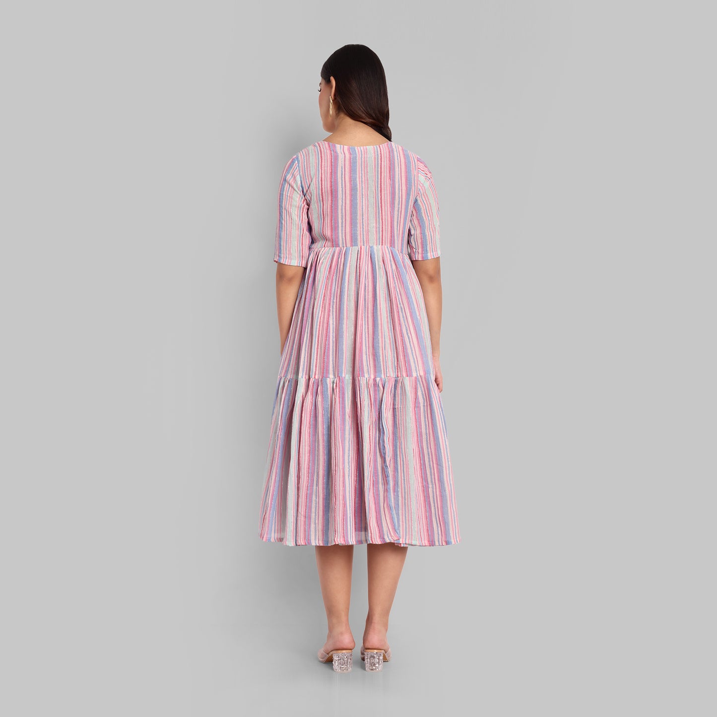 Maternity Dresses - M Stripes Light Pink