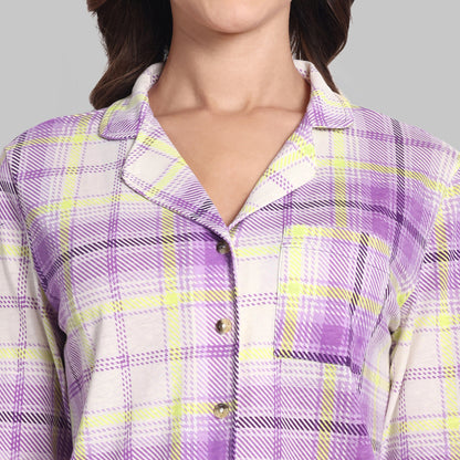 Lounge Wear - Pyjama Set Violet Plaid