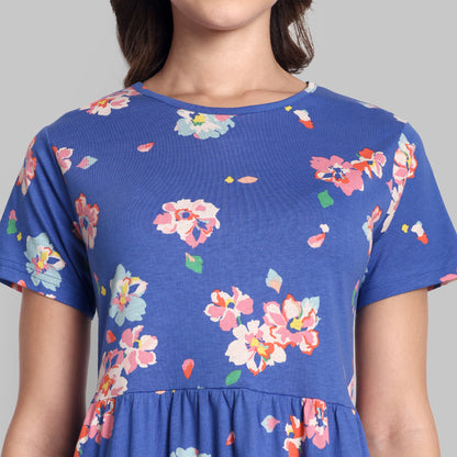 Night Wear - Non Feed Blue Floral Full Length