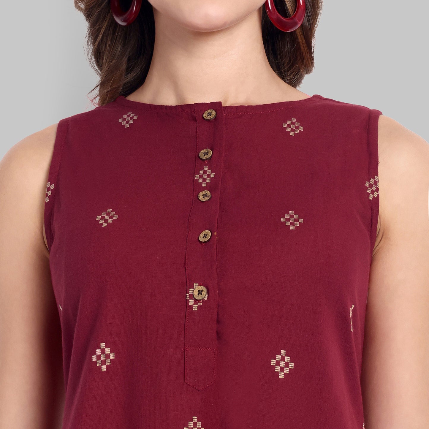 Kurti - Maroon Box Cut