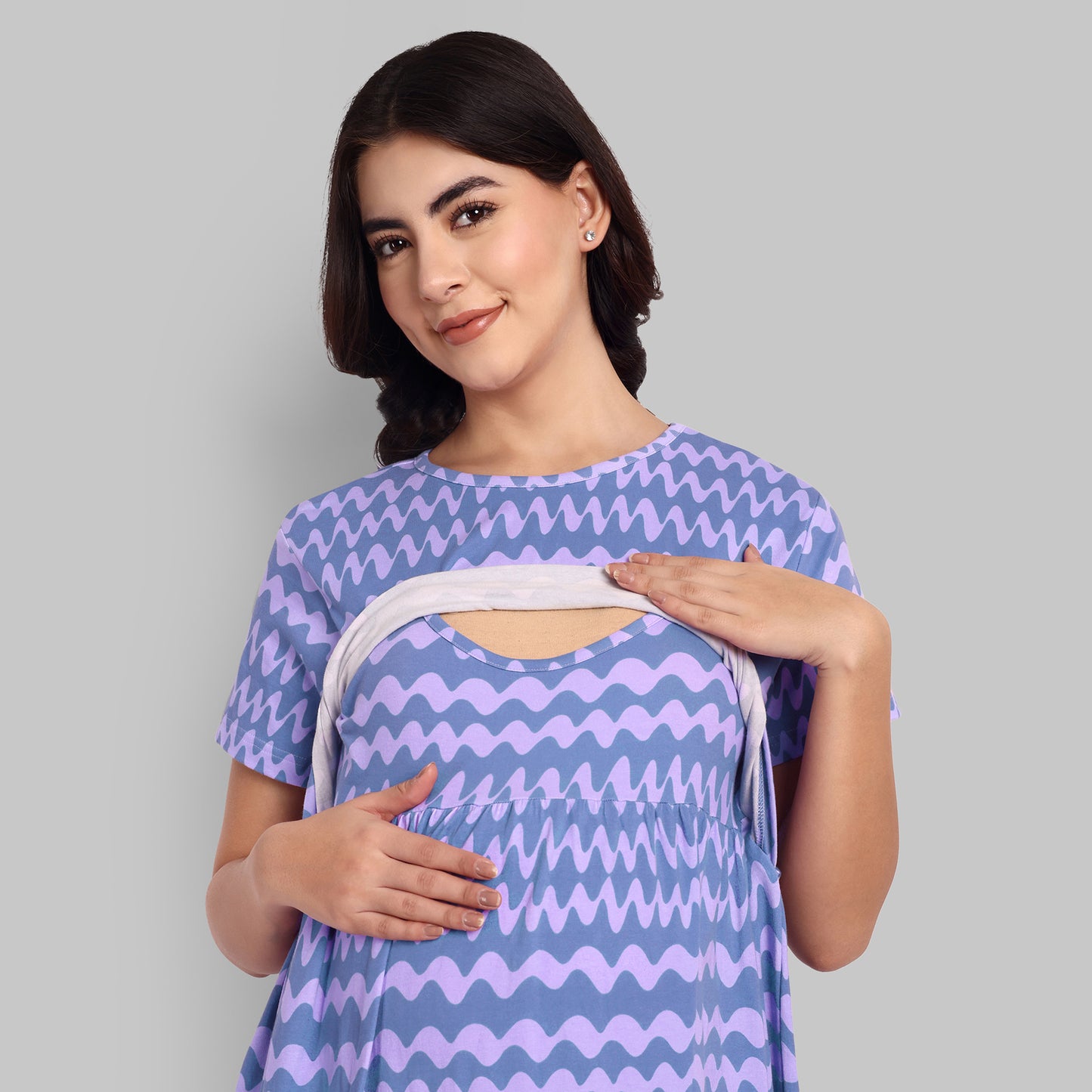 Purple Wave Maternity Feeding Nightwear