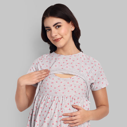 Minnie Soft Cotton Maternity Feeding Nightwear