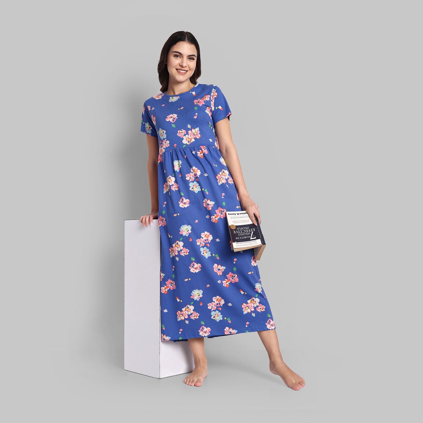 Night Wear - Non Feed Blue Floral Full Length