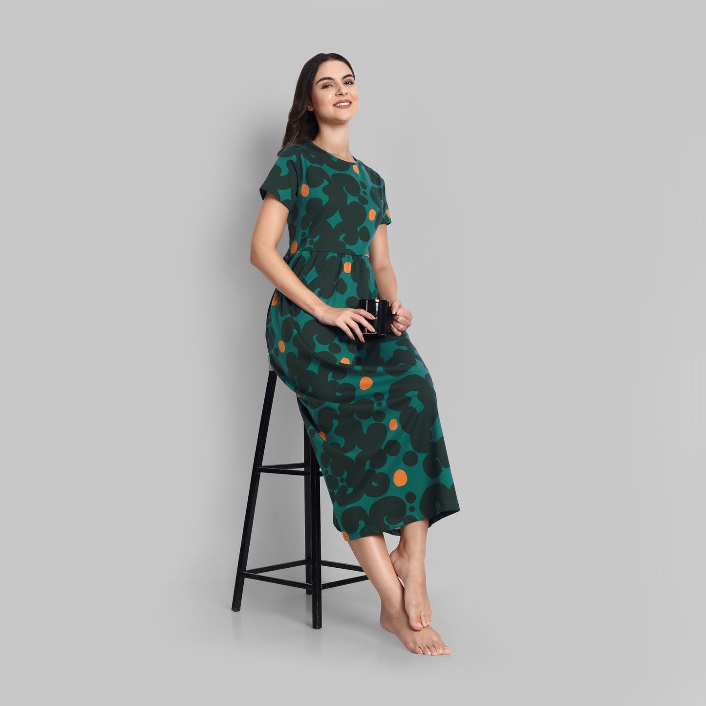 Night Wear - Non Feed Bottle Green Dots Full Length