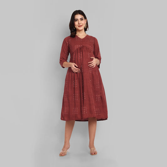 Buy Brown Colour Maternity Dresses