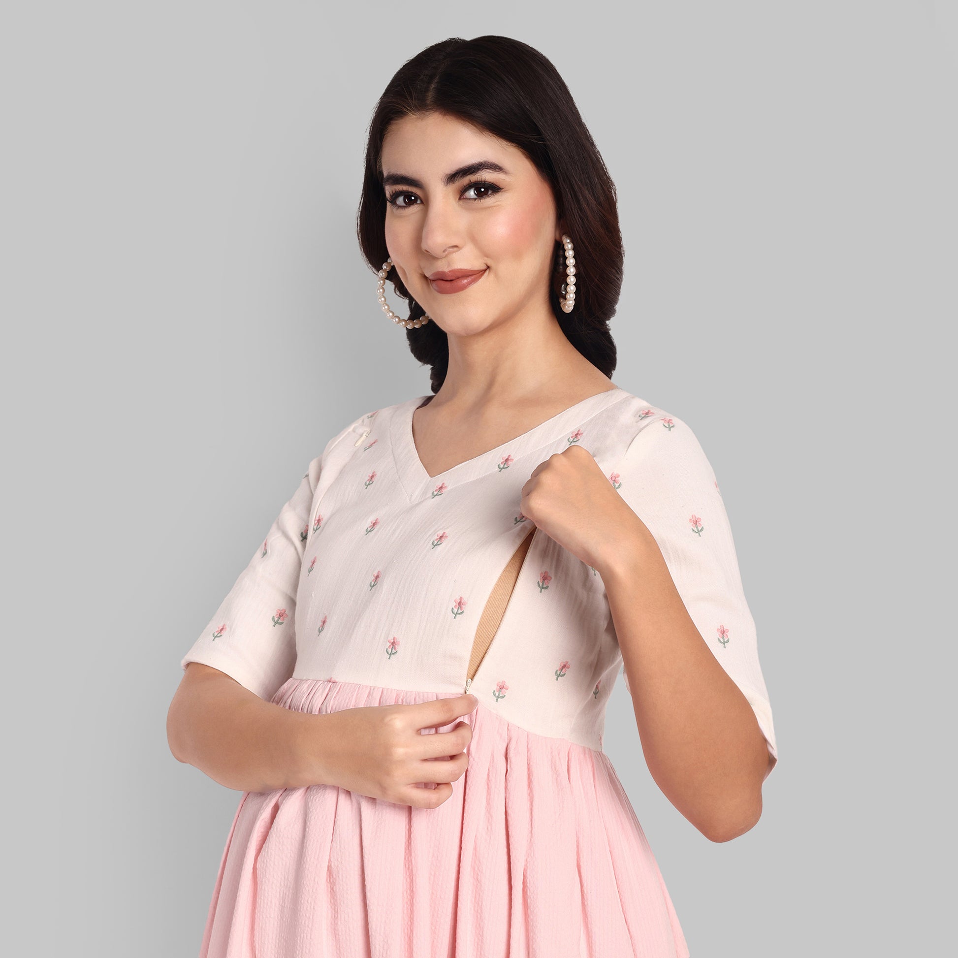 Pink Embroidered Maternity Dresses Online